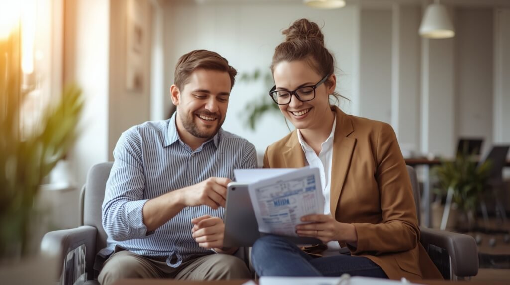 NDIS support coordinator helping participant review NDIS plan and connect with services